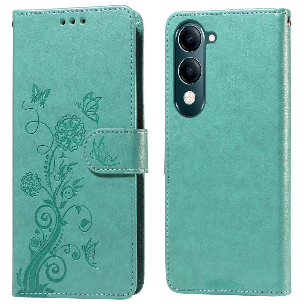 For Vivo Y29s 5G/Y04 4G Case Butterfly Floral Imprint Wallet Stand Leather Phone Cover