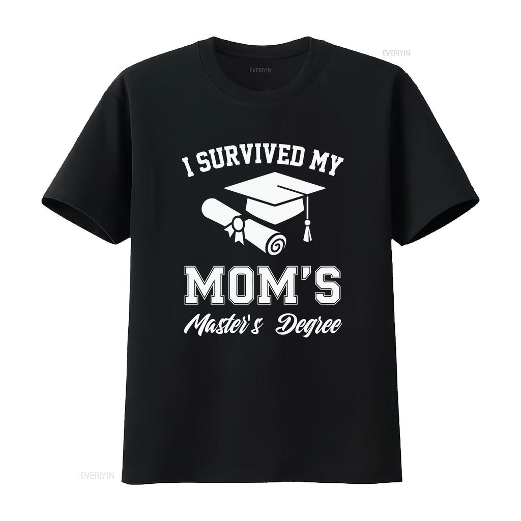 I Survived My Moms Masters Degree Shirt Graduation Gifts Master Graduate for Men Women Kids Vintage Washed Graphic
