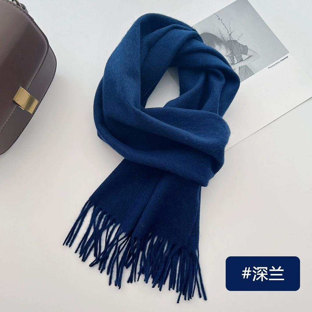 100% Wool Winter Scarf For Women Long Warm Cashmere Scarves Hijab Solid Lady Shawl Wrap Female Pashmina Bandana Head Scarfs