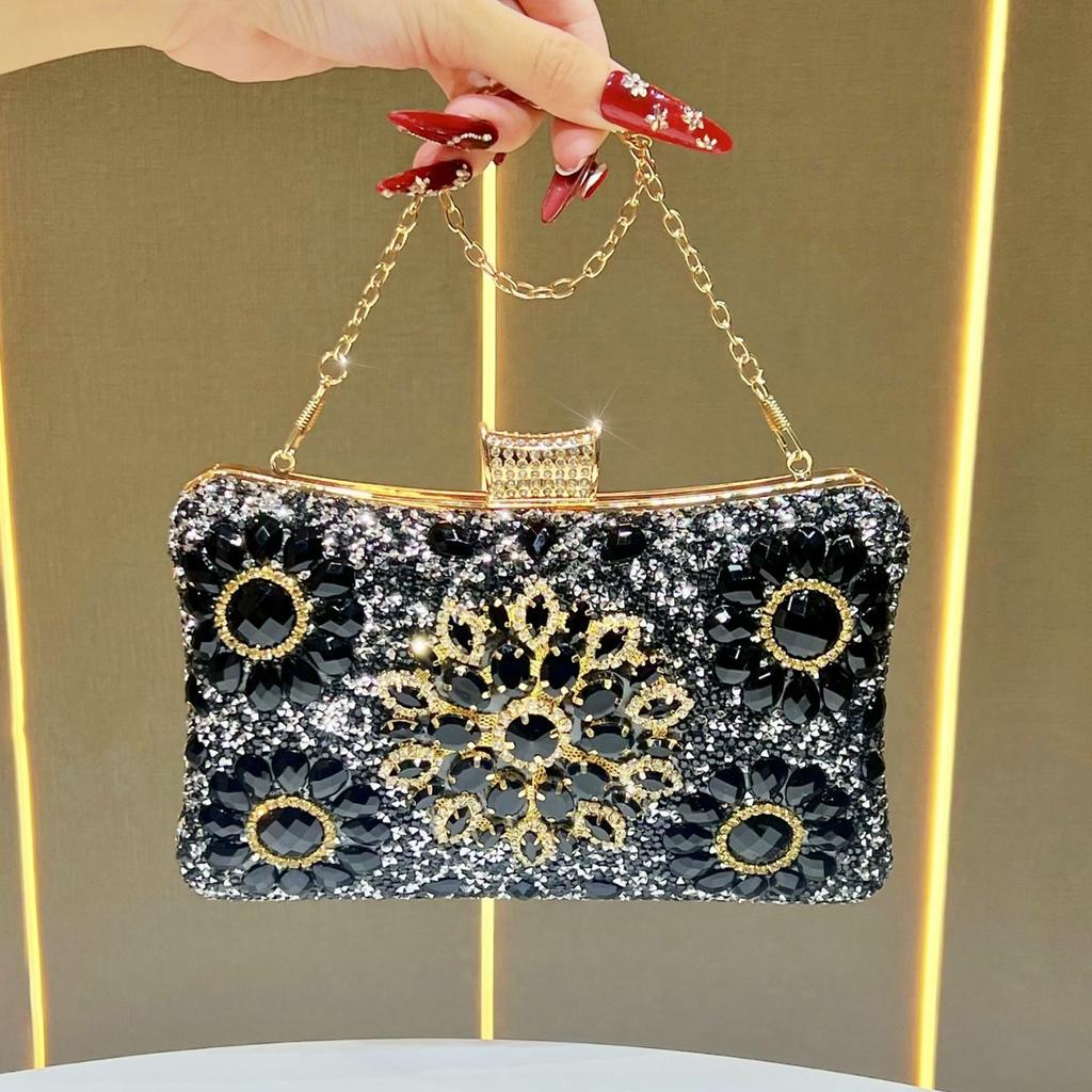 Rhinestone Evening Clutch Purses for Women Evening Weddings Party Purses Crystal Diamond Glitter Sparkly Handbag Women's Shoulder Bags With Chain