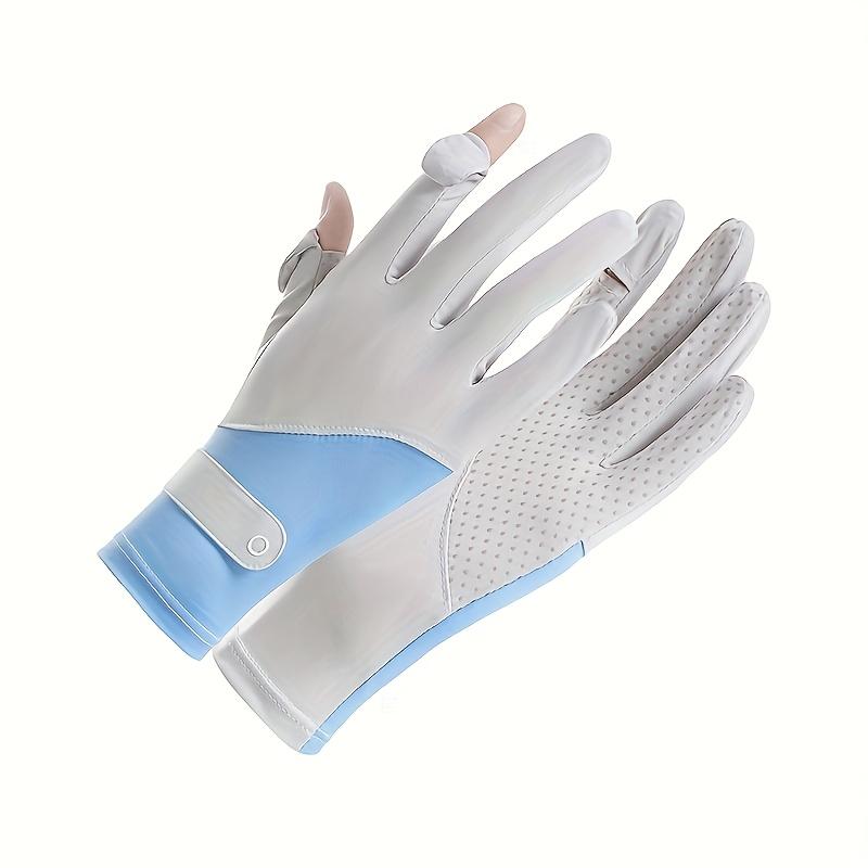 Sun Protection Gloves Breathable Sunscreen Ice Silk Cycling Gloves Anti-UV Anti-Slip Two Finger Flip Top Women Riding Gloves