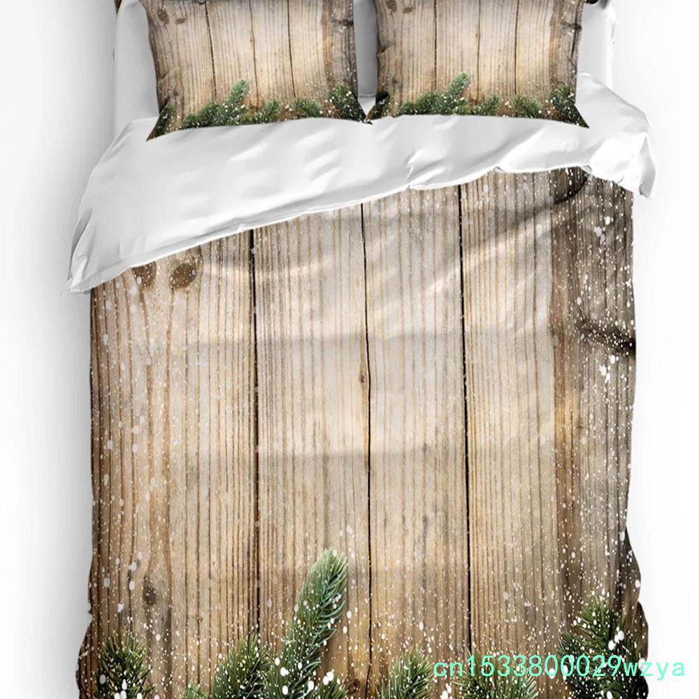Christmas Winter Snowman Season Pine Trees Bedding Set 3pcs Duvet Cover Pillowcase Quilt Cover Double Bed Set Home Textile