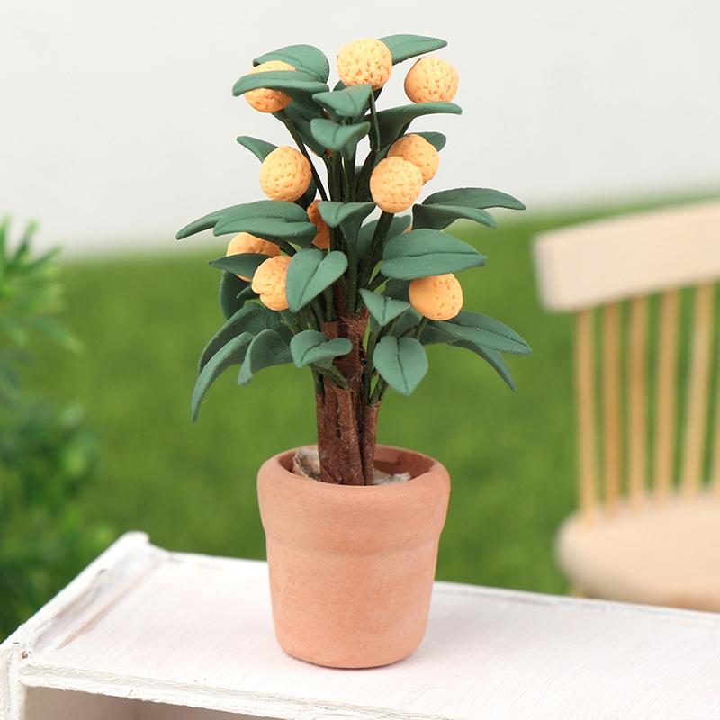 Dollhouse 1:12 Miniature Rose Tulip Hyacinths Sunflower Fruit Tree Potted Green Plant Flower Tree Plants Bonsai Model Home Decor
