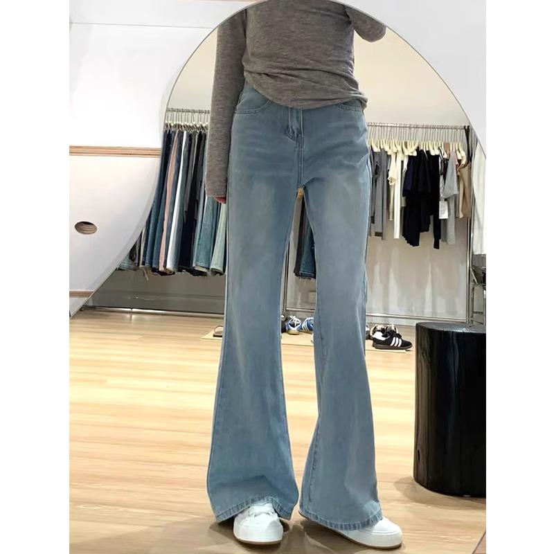 Plus Size High Waist Retro Flare Jeans for Women - Pear Shape Slimming Straight Leg Pants