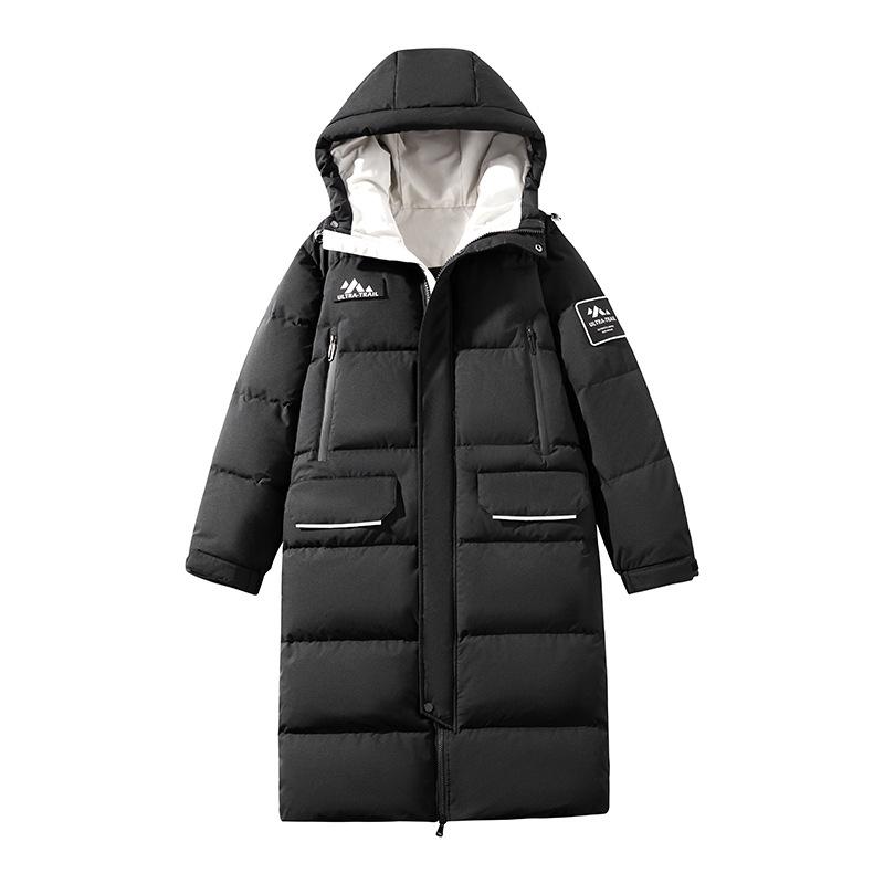 Down Jacket Winter Men's Casual Long Solid Color Versatile Hooded Down Jacket New Trendy Fashion Jacket