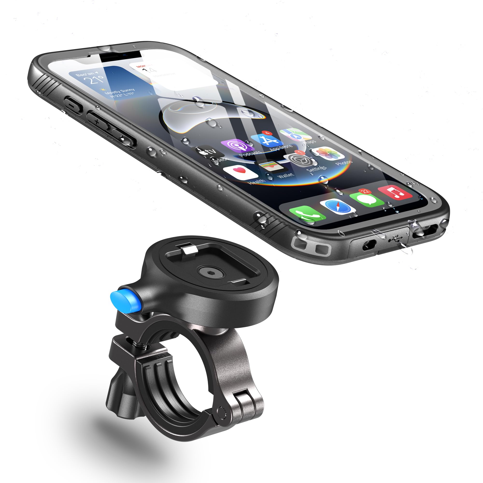 

Модель Cozycase со значительно улучшенным новым держателем для смартфона iPhone 16e для велосипеда для спорта, шоссейного, горного и кроссового велосипеда, водонепроницаемый и ударопрочный 2 м США чёрный