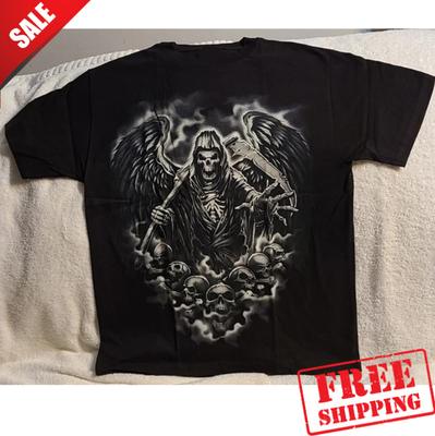 GRIM REAPER SKULL SKULLS SCYTHE SKELETON ANGEL OF DEATH HORROR T-SHIRT - Custom! Unisex T-Shirt