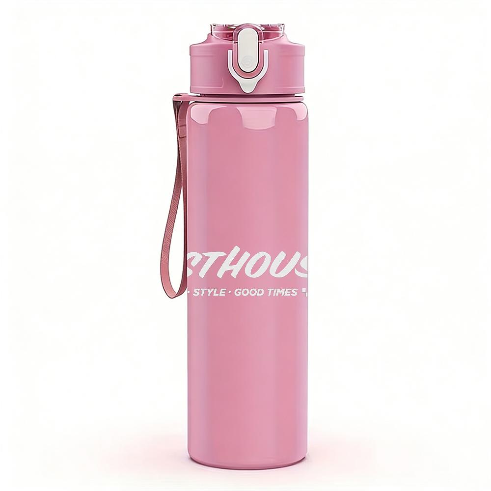 1PC Fastwreck faint band text print 750ml colorful plastic sports water bottle leakproof pop lid with straw for outdoor office home use
