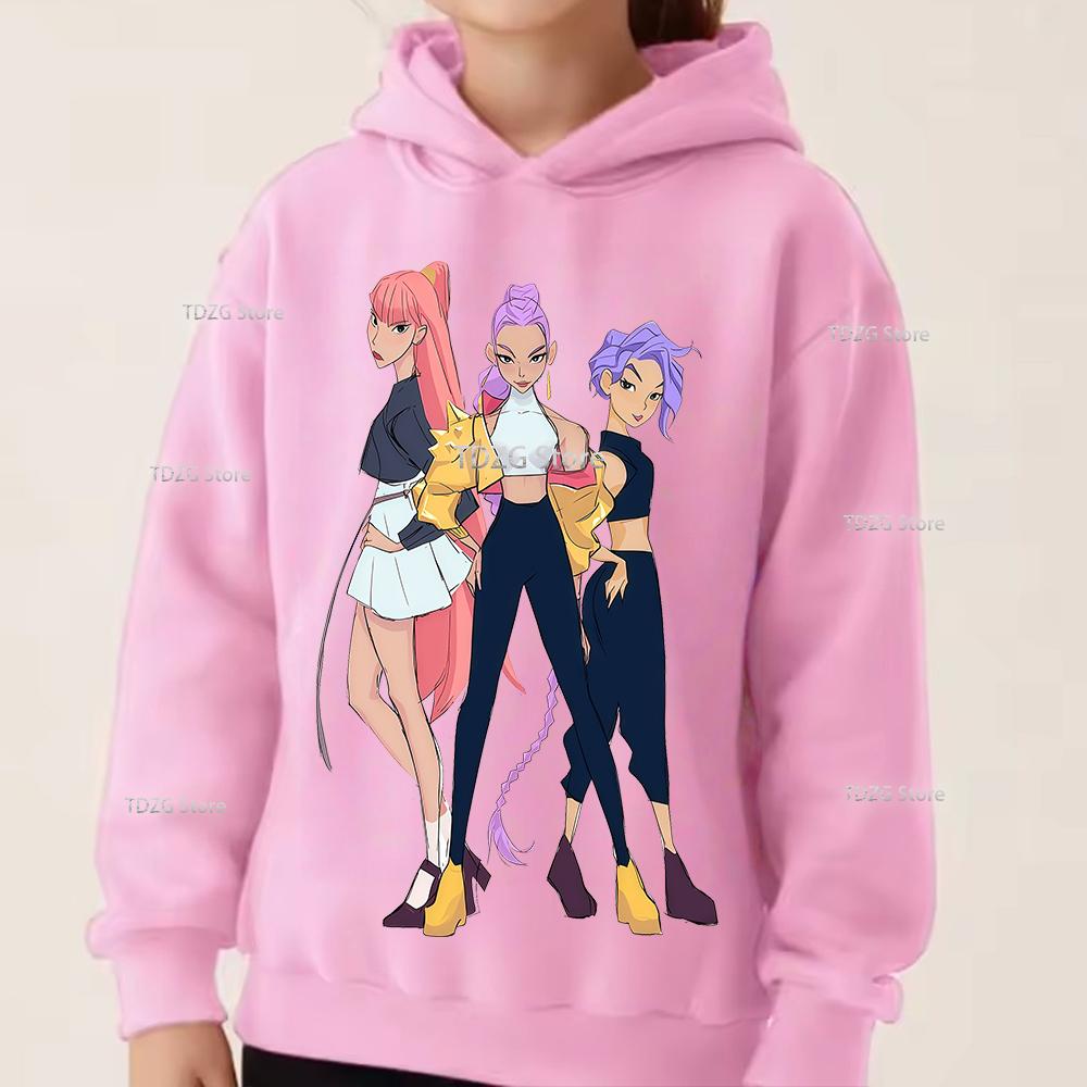 Hoodies & Sweatshirts (kids unisex) Fashion Minimalist Girl Group KPop Demon Hunter Print Boy Girl Fleece Pullover Hoodie Children Clothing