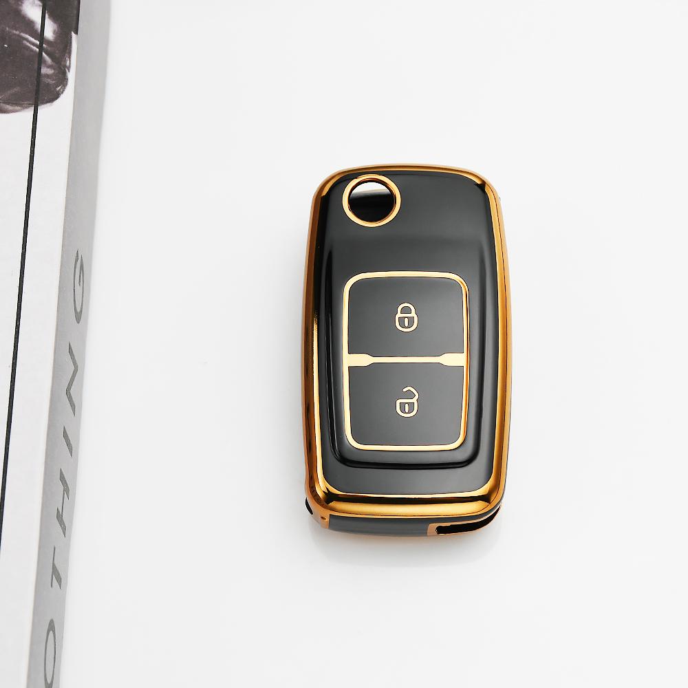 Gold Edge Soft Tpu Car Key Case Cover Keyless Fob Shell Holder Protector For Chery Tiggo Tengo Fulwin 2 Cowin A3 A5 A13 M11 E5