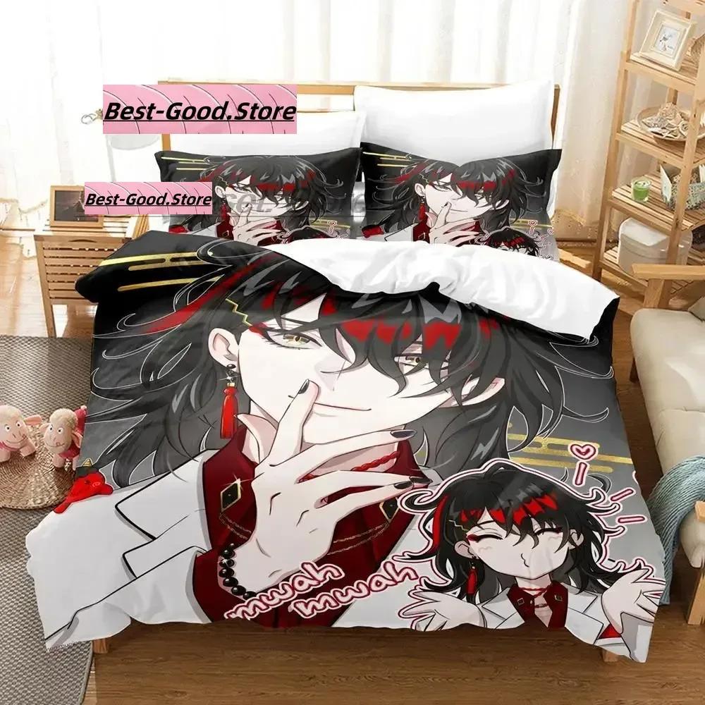 Hololive Vox Akuma Bedding Set Duvet Cover Sheet Printed Bed Set Pillowcase Bed Full Queen King Size Comforter Bedroom