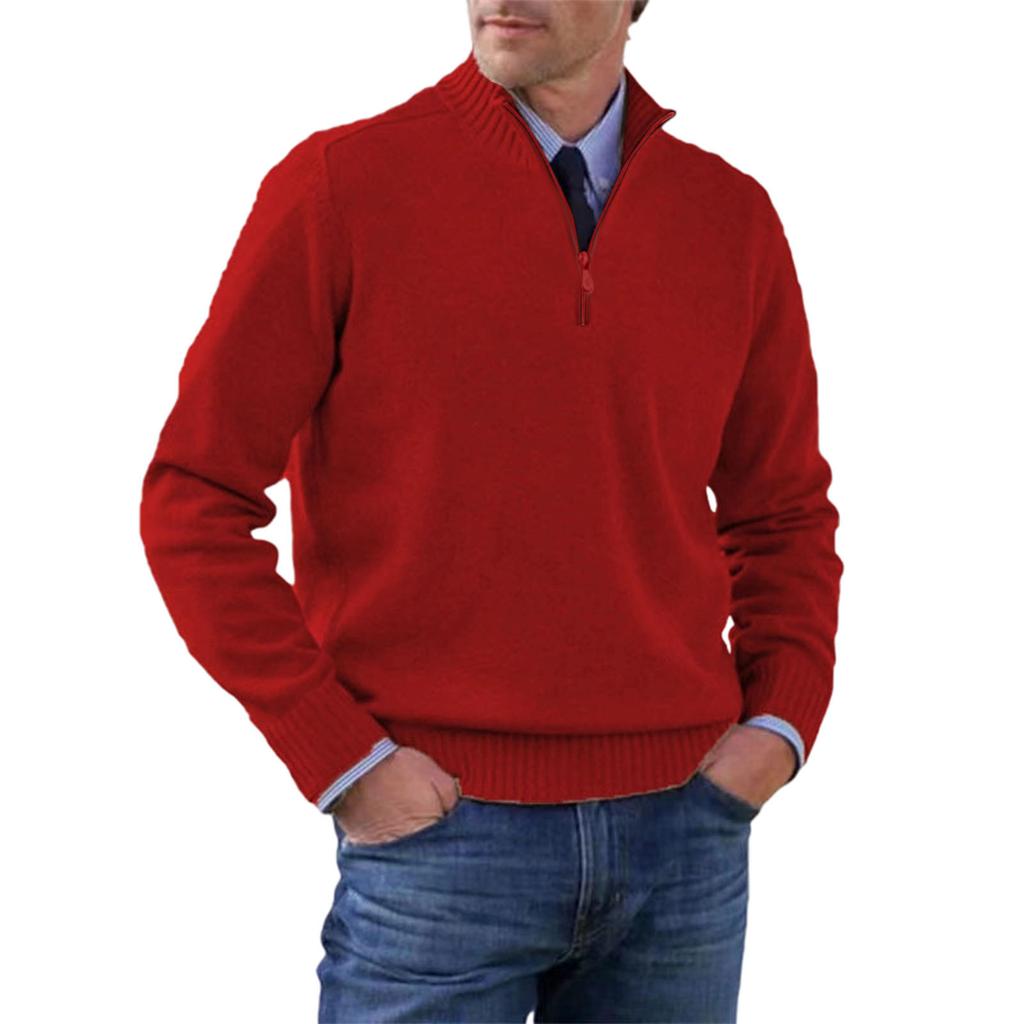 Men's  Big   Size  Knitting   Zipper  Keep   Warm  Base  Layer  Shirt  Sweater