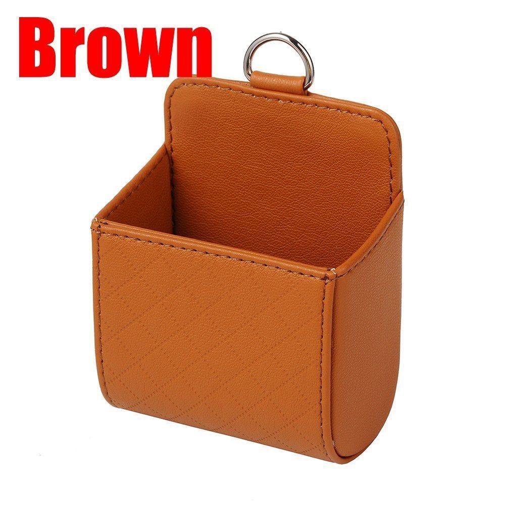 Многофункциональный органайзер для воздуховода автомобиля, бежевый кожаный чехол для хранения с ручкой