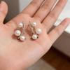 Exquisite and Compact Pearl Cross-set Diamond Metal Earrings Fashion Temperament Light Luxury Versatile Earrings