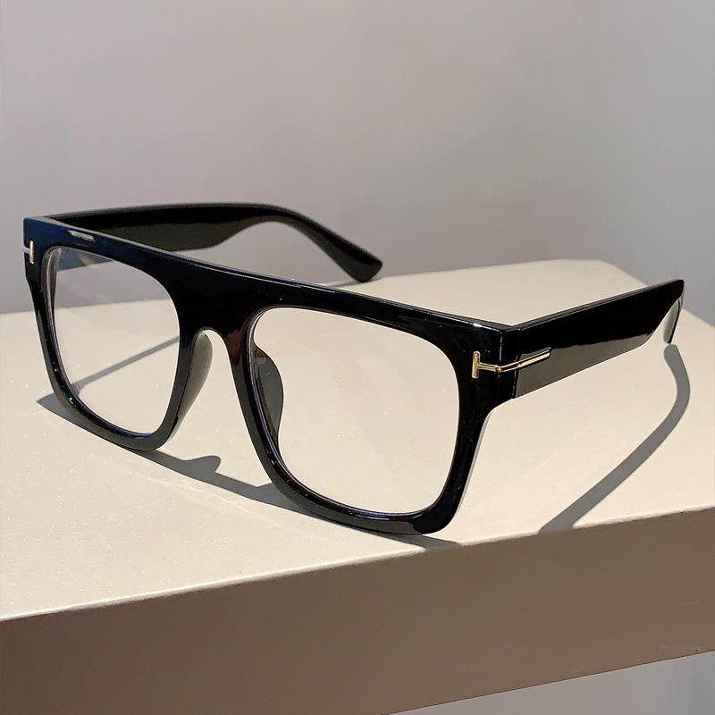 Simple Retro Thick Frame Square Anti-Blue Light Flat Glasses Trendy Unique Glasses Frame