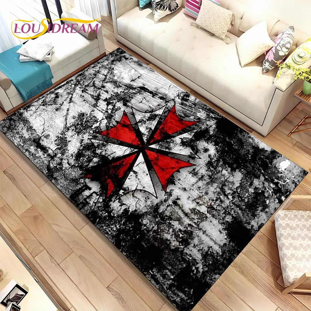 3D R-Resident Evil Games Gamer Area Rug,Carpet Rug for Living Room Bedroom Sofa Doormat Decoration, Kids Play Non-slip Floor Mat