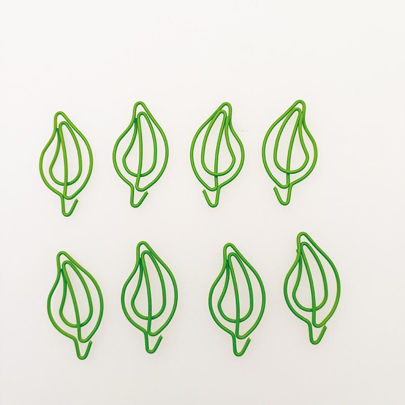 20Pcs Cute Fresh Leaf-shaped Paperclips Art Metal Bookmarks Index Tab Document Test Paper Binder Clips School Office Stationery
