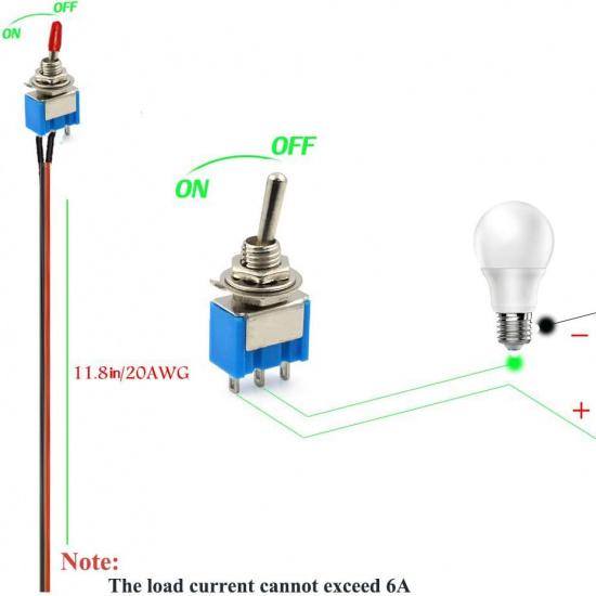 VONVOFF Toggle Switch,ON/Off SPST With Pre-Soldered Wires,3V/5V/12V/24V/72V/110V/220V/240V/ Mini Toggle Switches For Car,Truck, Light,Test