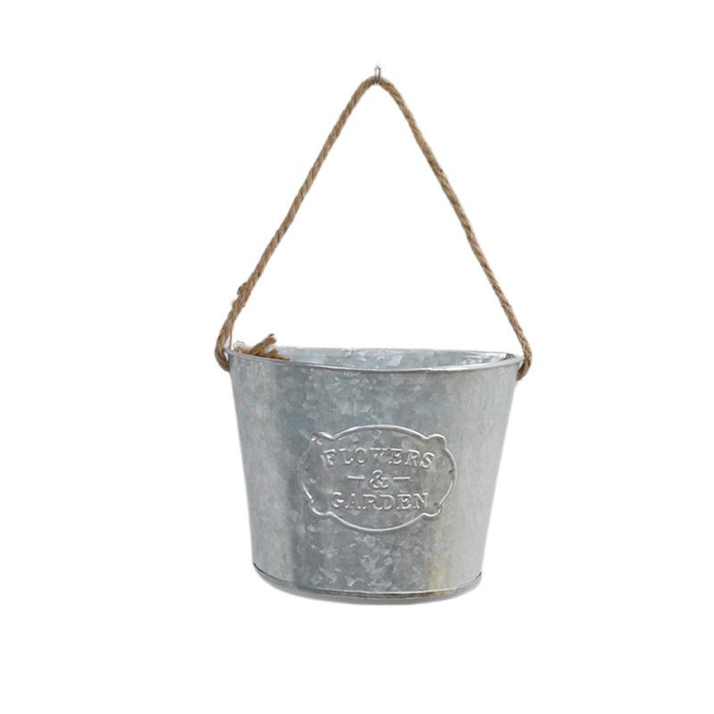 Wall Hanging Flower Bucket Home Flowerpot Garden Half Circle Design Decorative Accessories Iron Art Photography Props Decorations