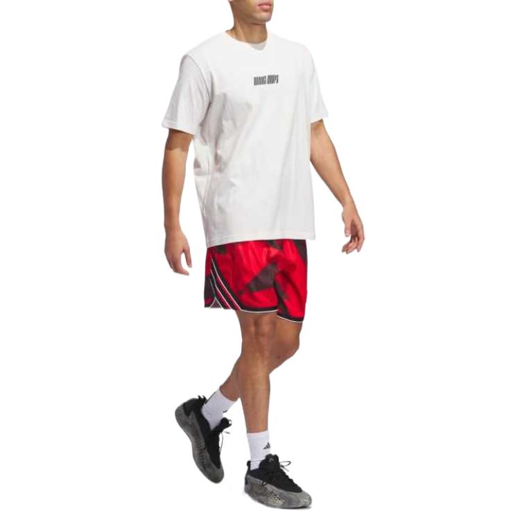 adidas Hoops Graphic Tee Comfortable Letter Loose Short Sleeve Moisture Wicking T-Shirt Men Tops White JI7104