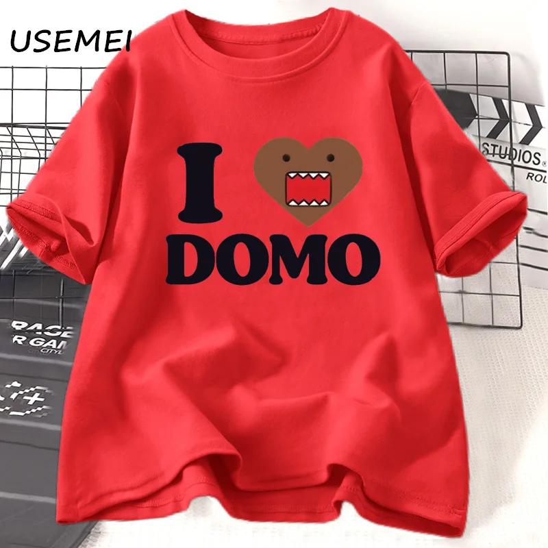 

Футболка I Love Domo Kun Gesicht, забавные футболки с рисунком, хлопковые футболки с короткими рукавами, женские базовые футболки большого размера XXXL красный