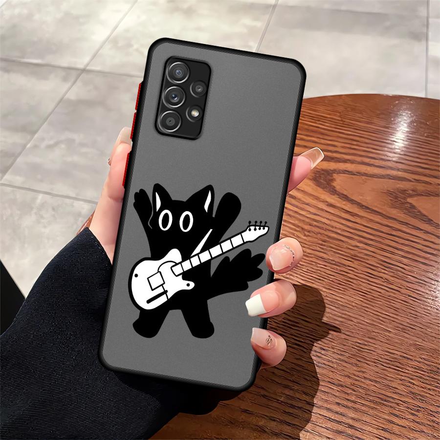 Phone Cover Case for Samsung Galaxy A16 A15 A14 A23 A73 A33 A54 A52S A72 A34 A36 A53 A35 A17 A52 A56 A55 Music Cat