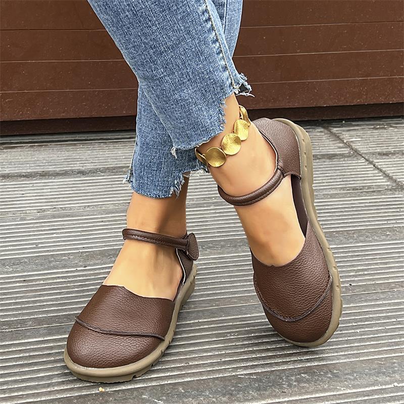 

Size Velcro Hollow Sandals Women s Summer and Autumn New Versatile Comfortable Soft Sole Casual Sandals Single Shoes 42 темно-коричневого кольору