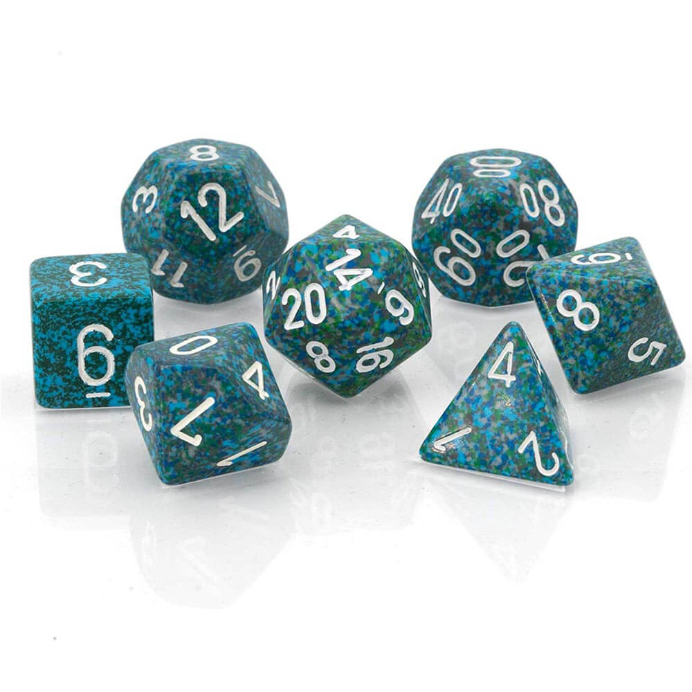 D7 Terningesett Terninger Flekkete Poly (7 terninger) (Hav)