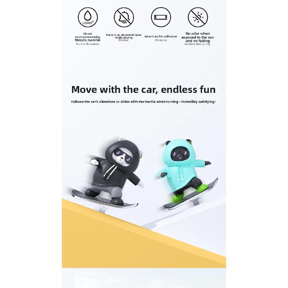 Car Skateboard Bear Sliding Car Cartoon Dynamic Bear Central Control Screen Instrument Panel Little Bear Car Decoration Ornament