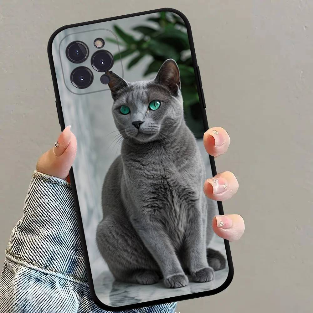 British shorthair cat Phone Case Black Soft Silicone TPU Phone Case For IPhone 11 12 13 14 15 16 17 Pro Plus Mini Max