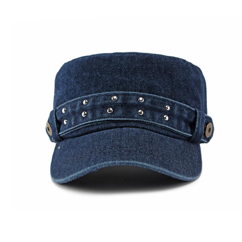 Rivet Denim Flat Top Hat Women's Sun Hat Duck Tongue Hat