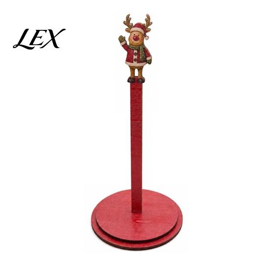 Wooden Paper Towel Dispenser Christmas Holder, 2D Roll with Snowman Kitchen Holiday Ornament Santa Patterns, Decorative Tissue Stand for Dining Table