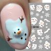 1pc Nail Art Stickers - Winter Christmas Snow Melting Snowman Snowflake Cartoon 5D Embossed Nail Stickers
