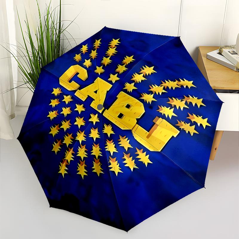 Club Atlético Boca Juniors Print Automatic Umbrella, 8 Rib Iron Frame, Plastic Handle, Suitable for Outdoor Travel &Daily , Ideal Gift