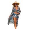 Fashionable Women's Sexy Multi-Color Printed Mesh Cover-Up Three-Piece Bikini Set