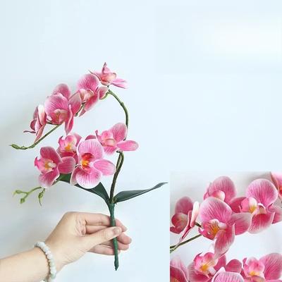 New Style 46cm Silk Orchid with Leaves Artificial Flower White Butterfly Orchids Fake Flower for Home Wedding Decoration Flores