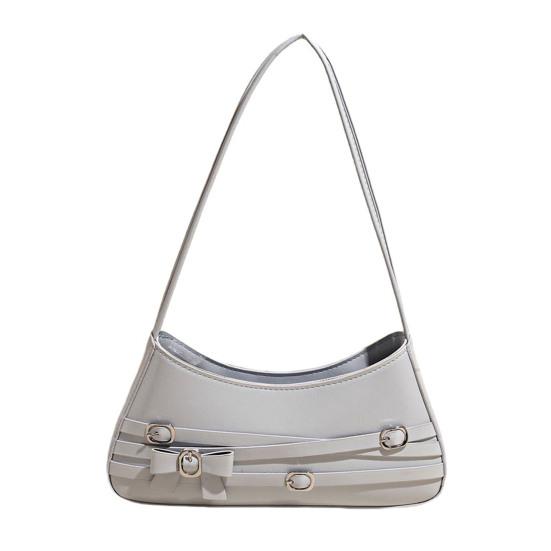 Women Hobo Handbag Faux Leather Bow Shoulder Bag Vintage Clutch Purse Underarm Bag for Street Work Party Date