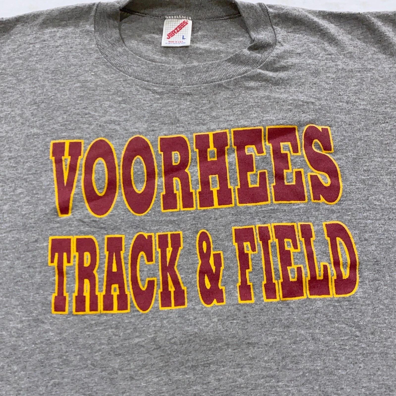 vtg 80s VOORHEES VIKINGS TRACK NEW JERSEY T-Shirt M/L soft jason high school M