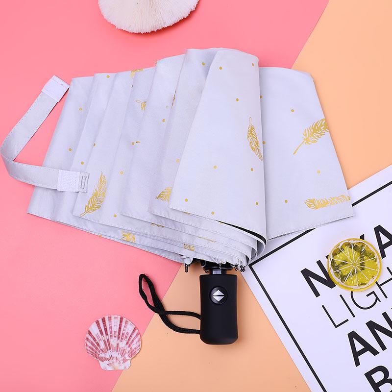 UV Black Glue Automatic Three-Fold Sun/Rain Dual-Use Umbrella with Logo Printing - Sun Protection & Rain Shield
