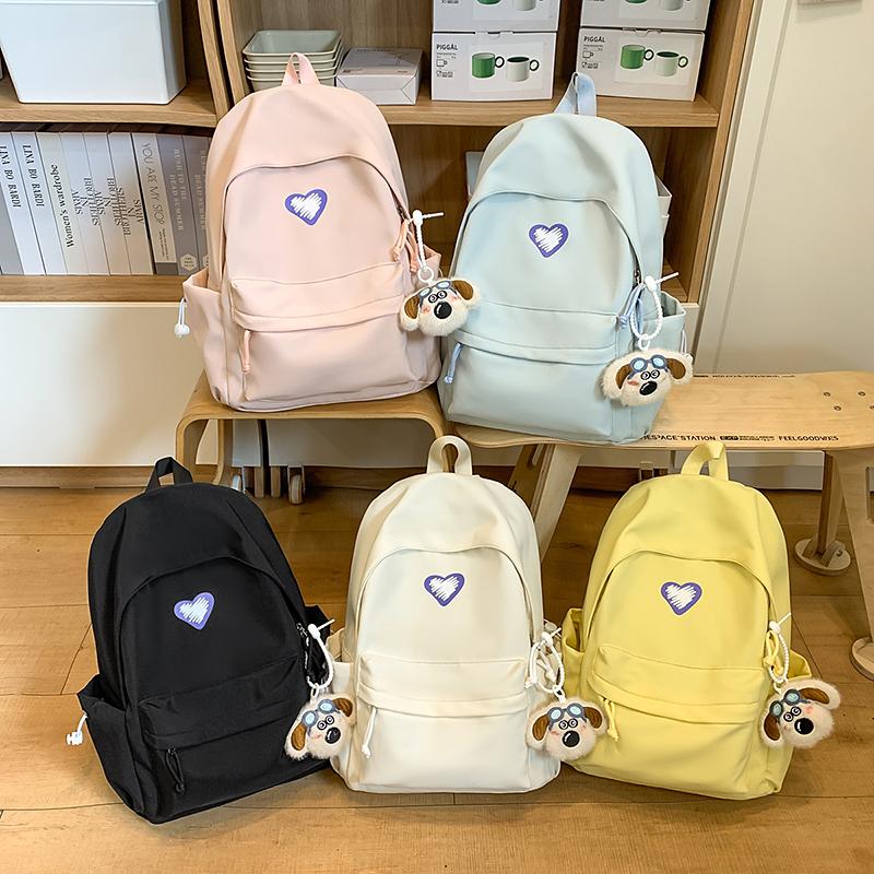 Women Solid Color Backpack Junior High School Student Schoolbag