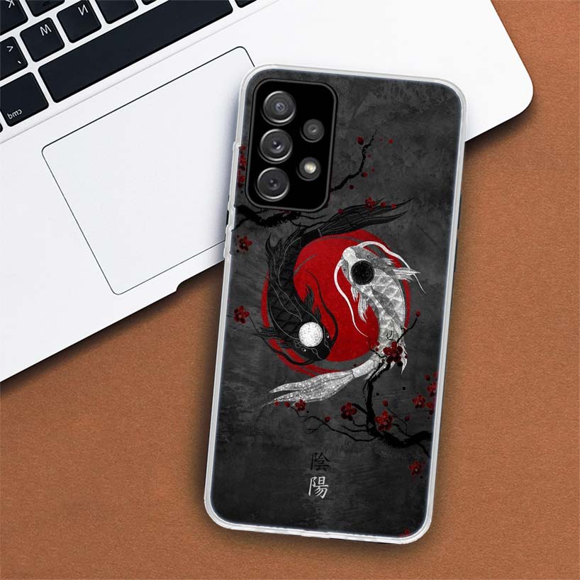 Japan Koi Fish Yin Yang Art Phone Case For Samsung Galaxy A51 A71 A50 A70 A40 A30 A20E A10 A41 A31 A21S A11 A01 A6 A8 + A7 A9 Pl
