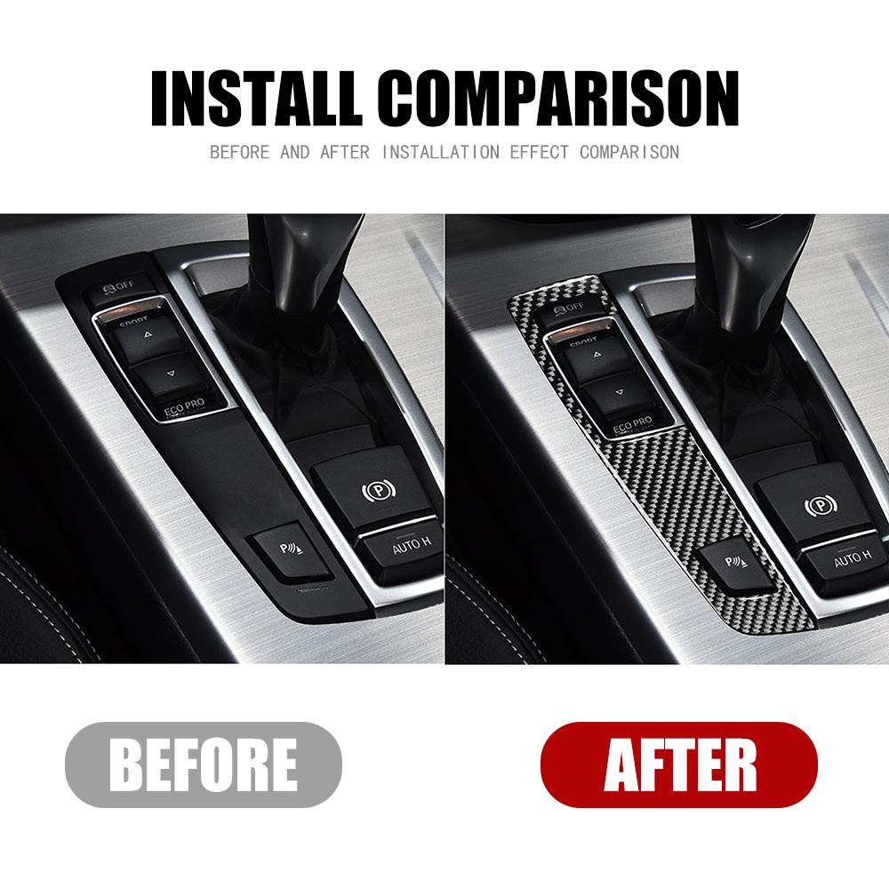 Car Gear Shift Panel Knob Cover Carbon Fiber Interior Stickers For BMW F07 F10 F25 F26 2009-2016 Auto Modified Trim