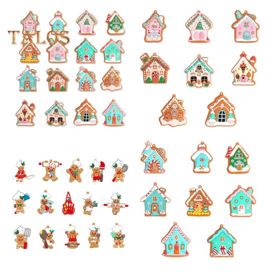 8/15/16st Juldekorationer Matlagning Pepparkakor Man Hus Hängande dekoration Holiday Trädhänge för hem Öppen spis Fönsterdekor