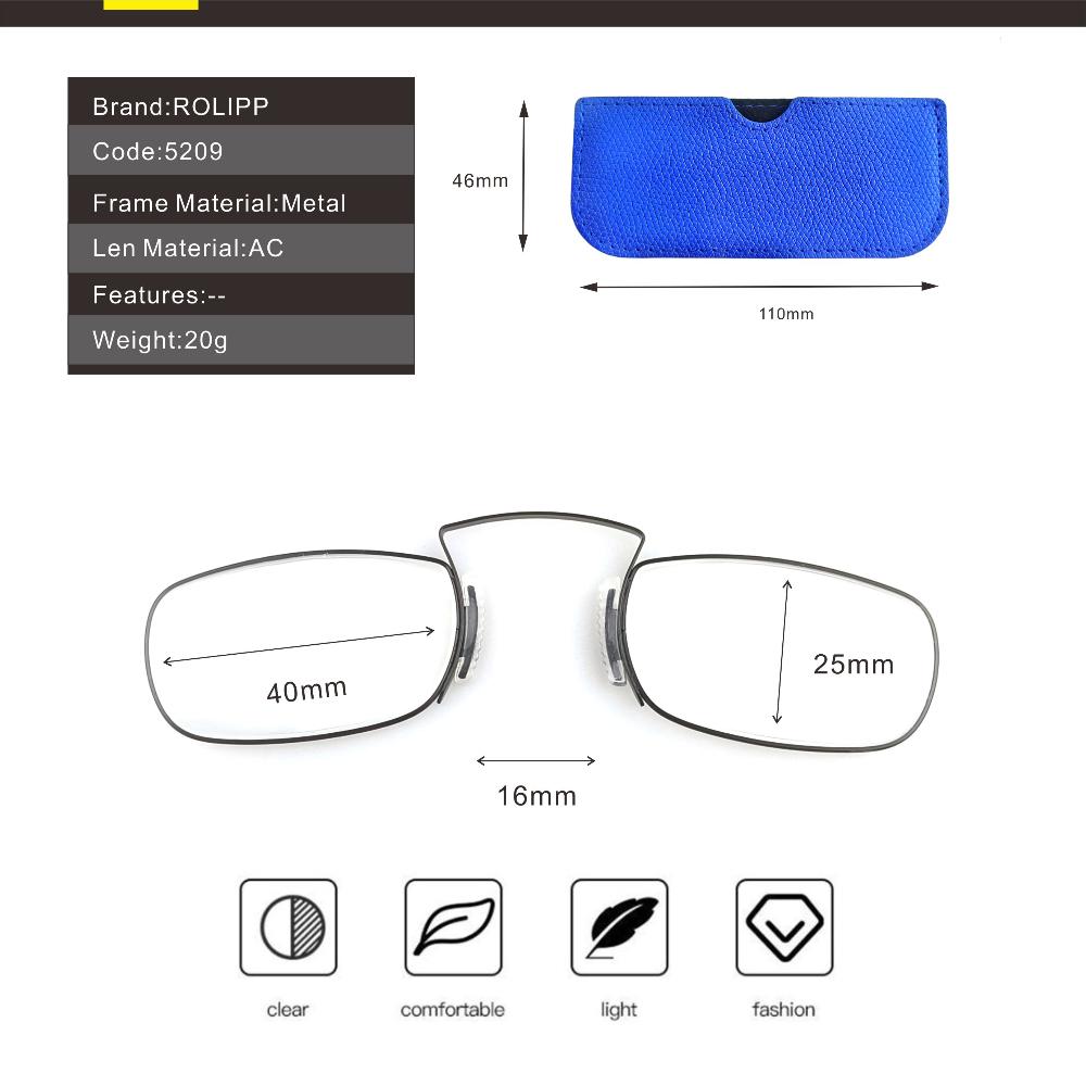 Mini Metal Nose Clip Reading Glasses Easy to Carry Reading Glasses Unisex Vintage HD Presbyopic Glasses