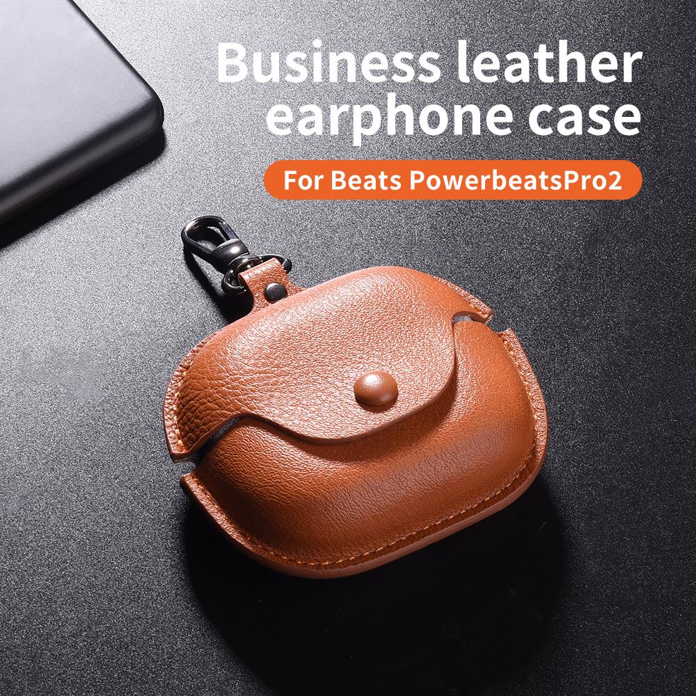 Leather Case for Beats Powerbeats Pro 2 Wireless Earphone Cover Headset Shell Headphone Cover PU Leather Covers for With Hook