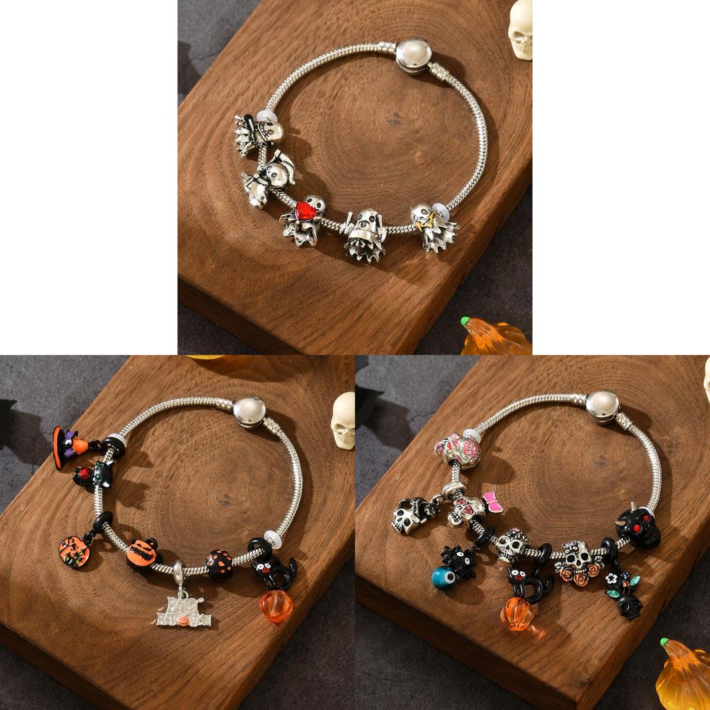 Bracciale in Metallo con Fantasma e Mietitore di Halloween dal Design Gotico per Regalo Unisex