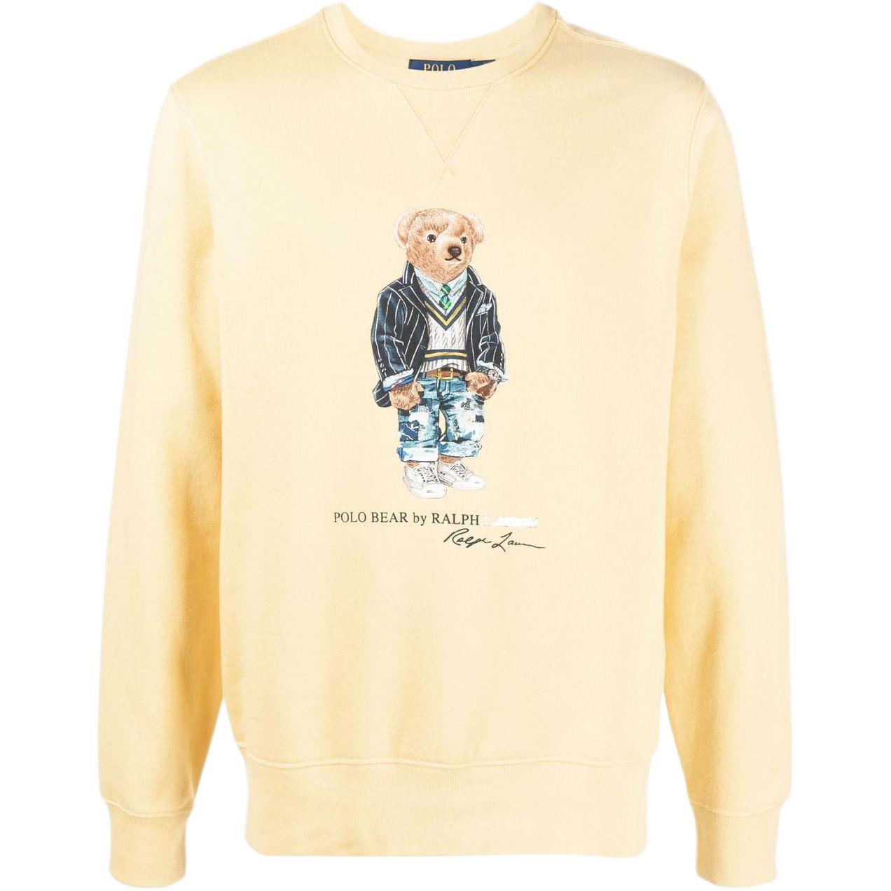 Ralph Lauren Polo  Zomer22 Cartoon Dierpatroon Gedrukt Ronde Hals Losse Casual Lange Mouwen Sweatshirt Heren sweatshirt Geel 710853308-012 M