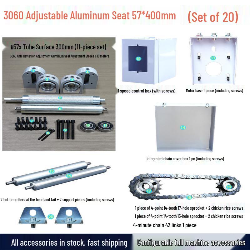 20-Piece Conveyor Belt Roller Set (57x250mm)