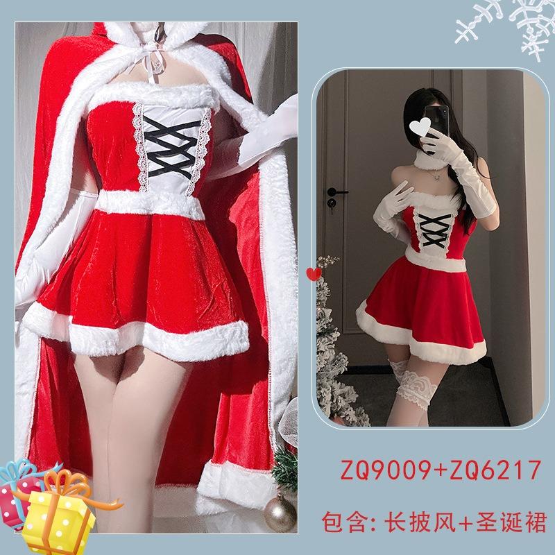 Sexy new year's day christmas uniform sexy lingerie velvet nightdress cosplay new c robe suit