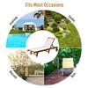 Outdoor Acacia Wood Texteline Beach Sun Lounger Garden Patio Sunbed Recliner Chaise Adjustable Backrest With Wheels